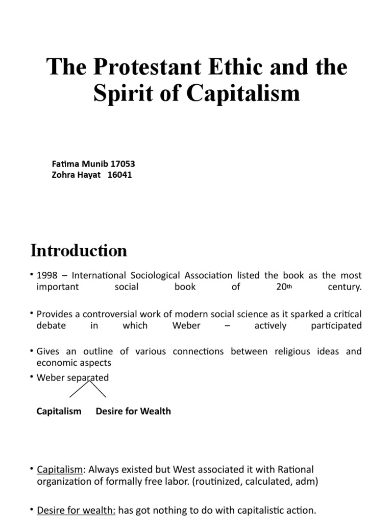 Protestant Ethic & Capitalism Analysis | PDF | Protestantism | Max Weber