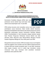 Kenyataan Media Pembukaan Semula Kelas Bukan Peperiksaan Bagi Sekolah