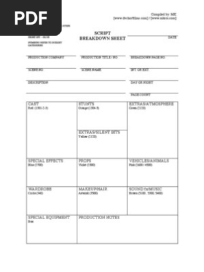 Breakdown Sheet
