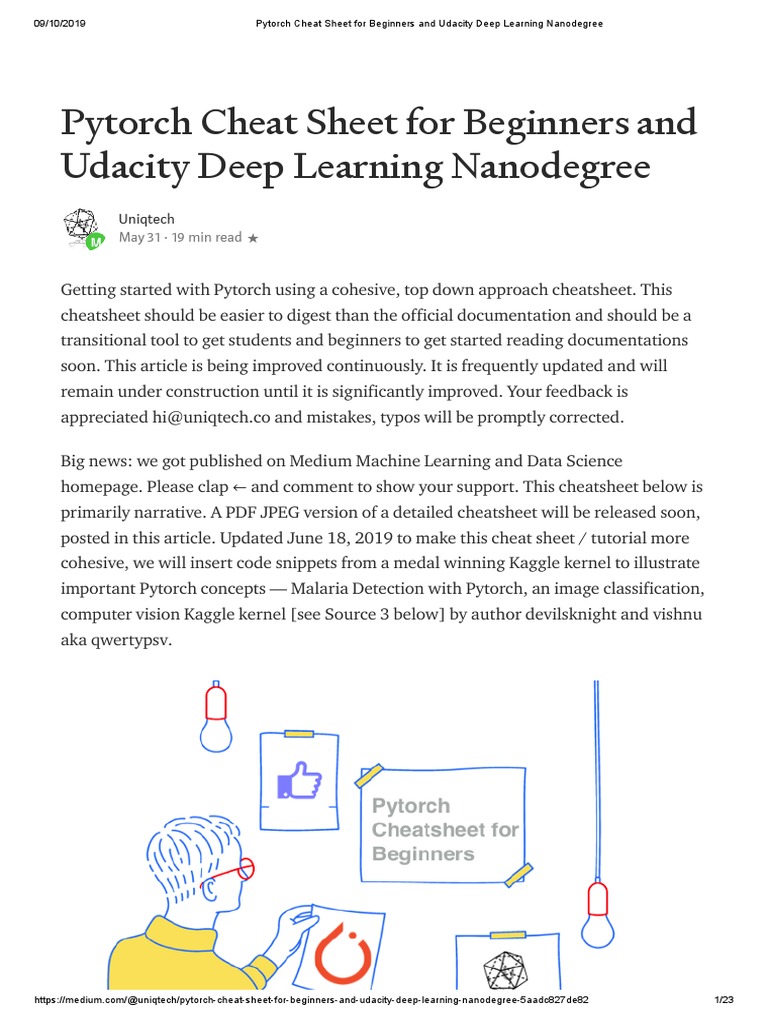 PyTorch Cheat Sheet for Beginners | PDF | Deep Learning | Computer ...