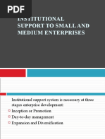 Institutional Support To Small and Medium Enterprises