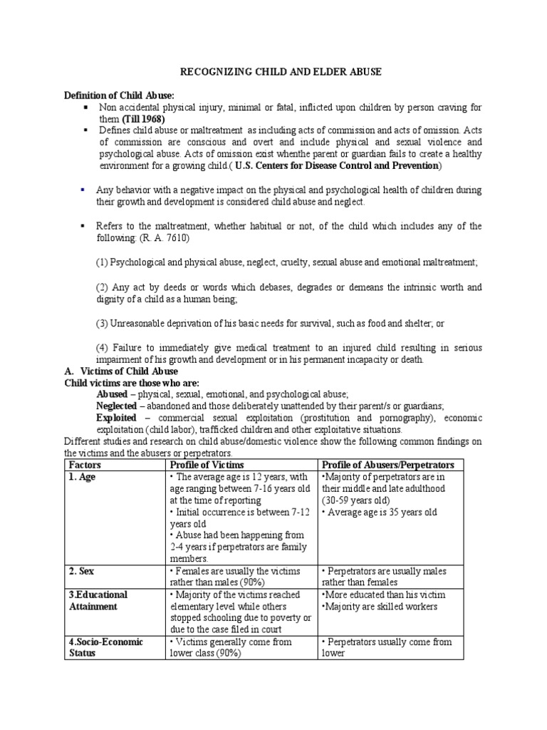 Recognizing Child and Elder Abuse | PDF | Child Neglect | Child Abuse