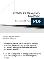 Introduksi Manajemen Keuangan: Dosen: Doddi Prastuti, SE, MBA