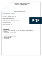 Specification For Large Display Indicator (Indicator at Operator Floor)