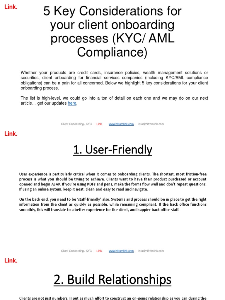 5 Key Considerations For Your Client Onboarding Processes (KYC/ AML ...
