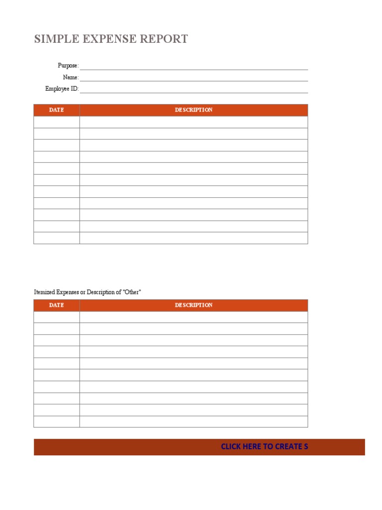 Simple Expense Report Template | PDF