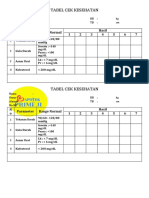 Tabel Cek Kesehatan