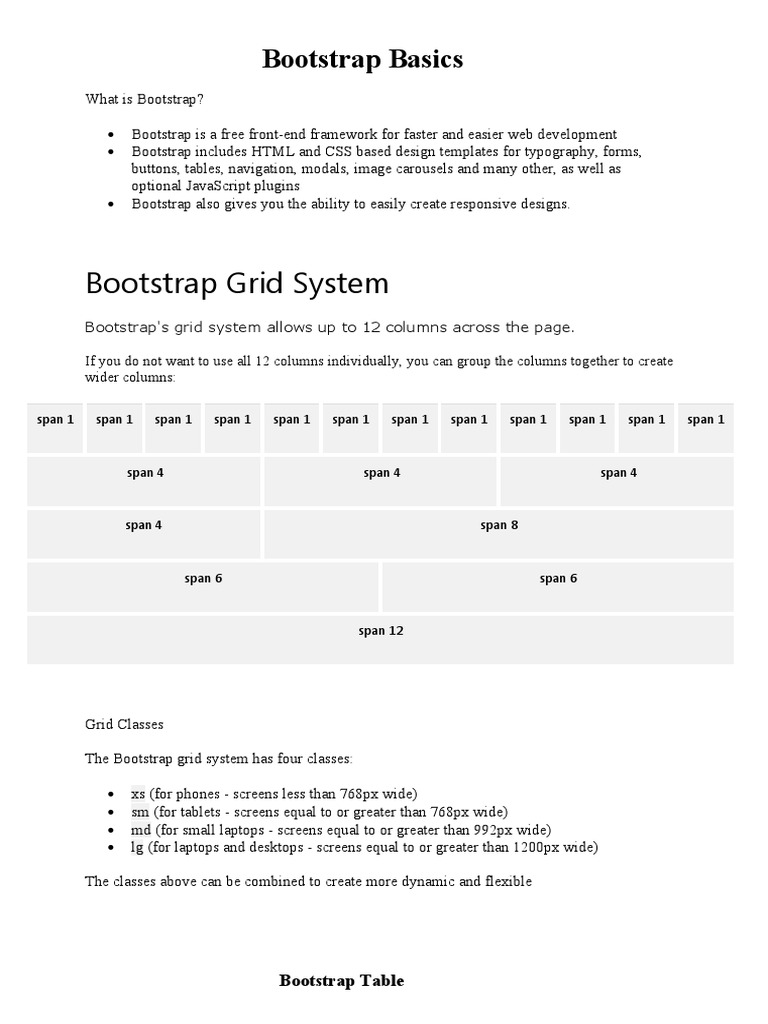 Bootstrap Basics and Grid System | PDF