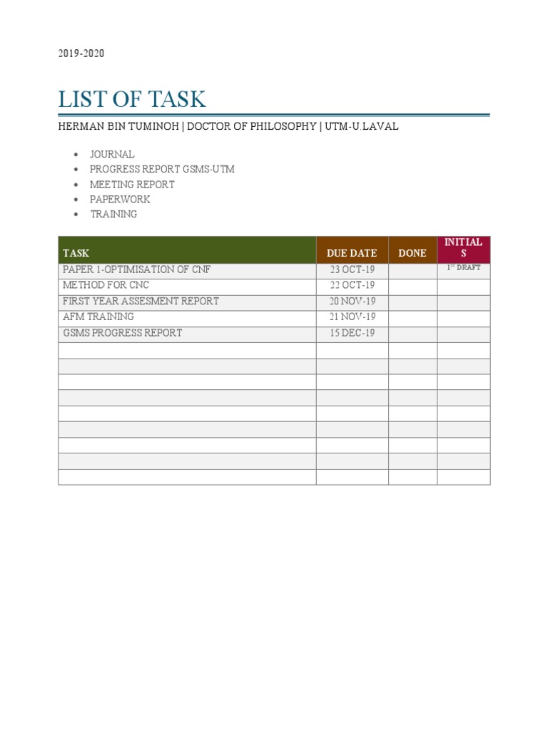 Task List | PDF | Technology & Engineering