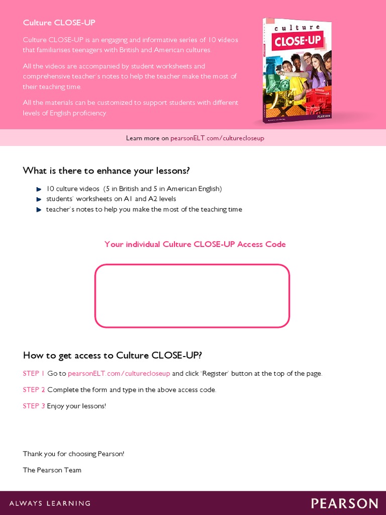 Culture CLOSE UP Access Code Letter CEE PDF | PDF