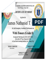 James Nathaniel T. Celis: With Honors (Grade 8)