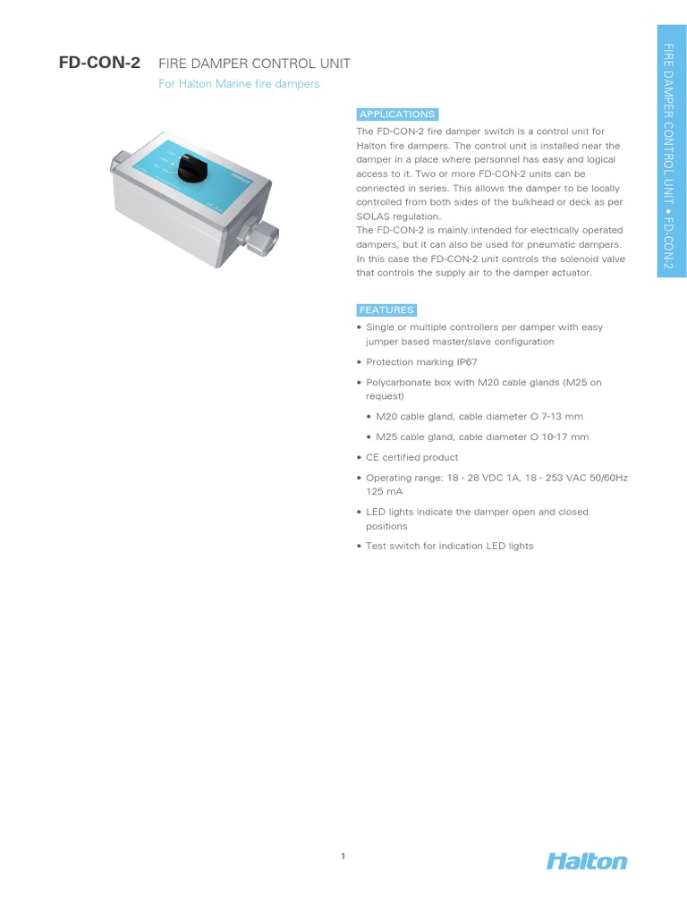 FD-CON-2: Fire Damper Control Unit | PDF | Building Engineering | Equipment