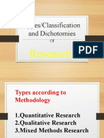 Types/Classification and Dichotomies: Research