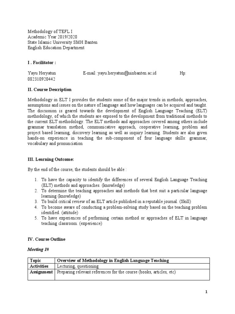 TEFL Methodology Course Overview | PDF | Language Education | English ...