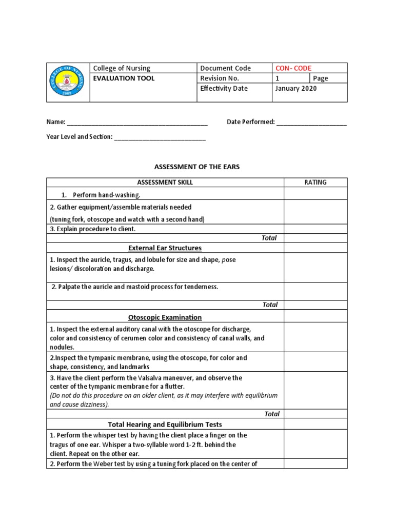 Nursing Assessment Evaluation Tool | PDF | Thorax | Tongue