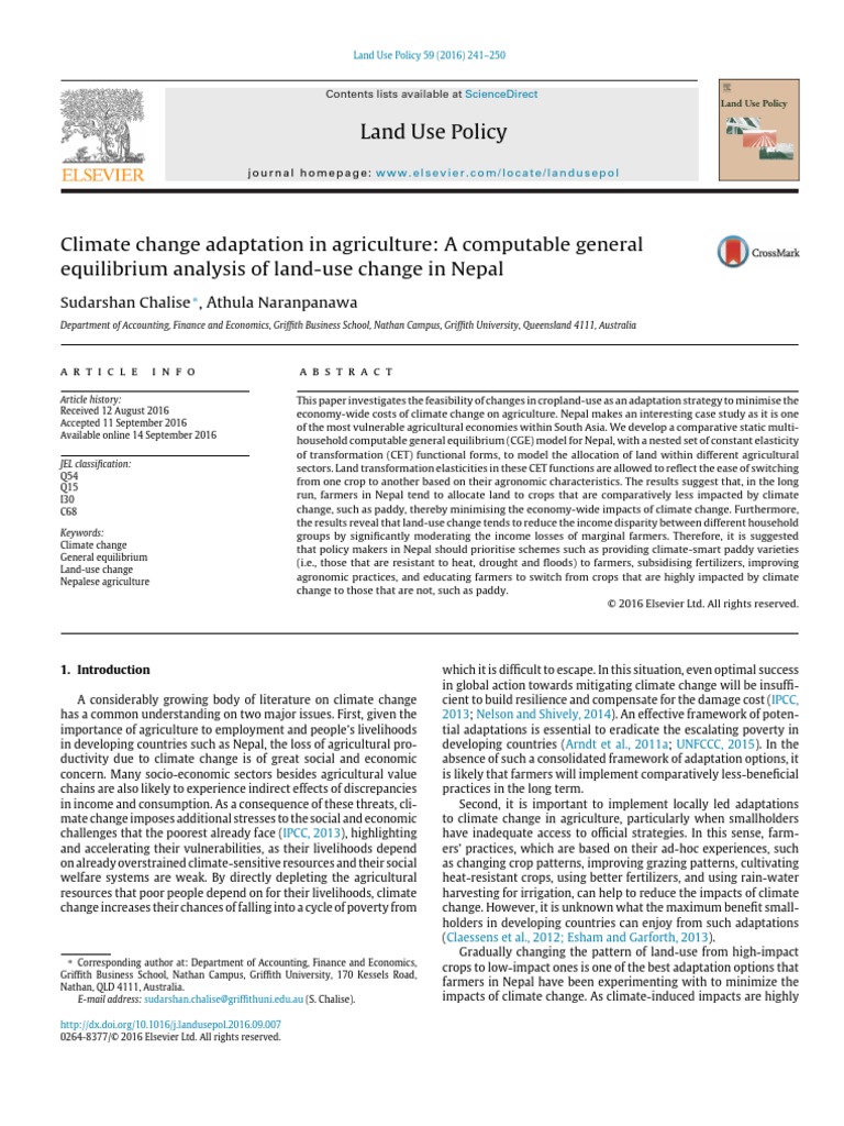 Climate Change Adaptation in Agriculture: A Computable ...