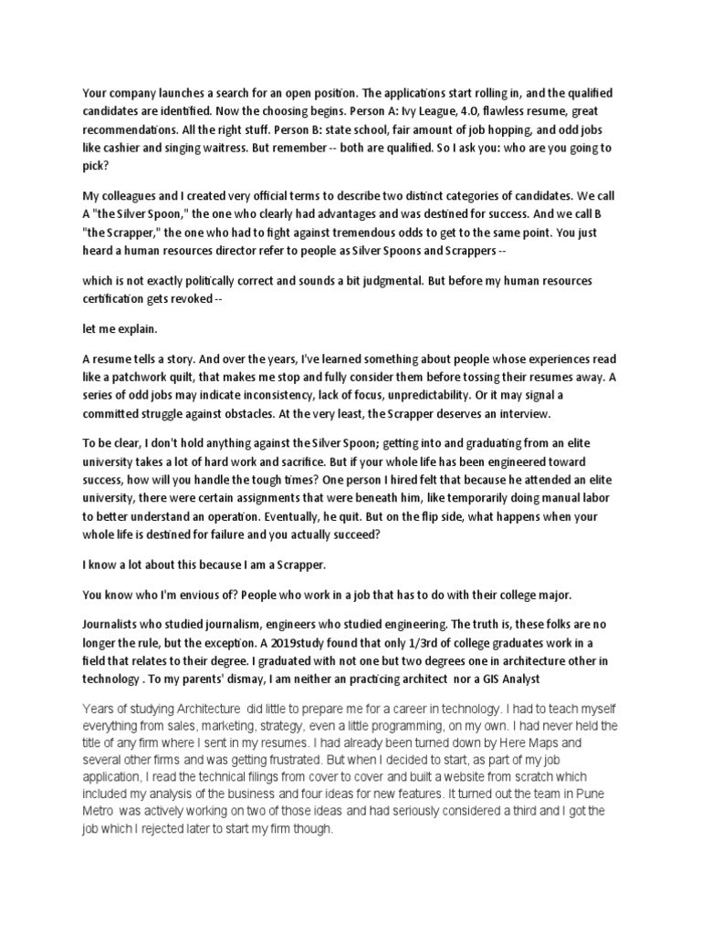 The Scrapper and the Silver Spoon Rethinking Hiring Practices to Identify Hidden Talent PDF