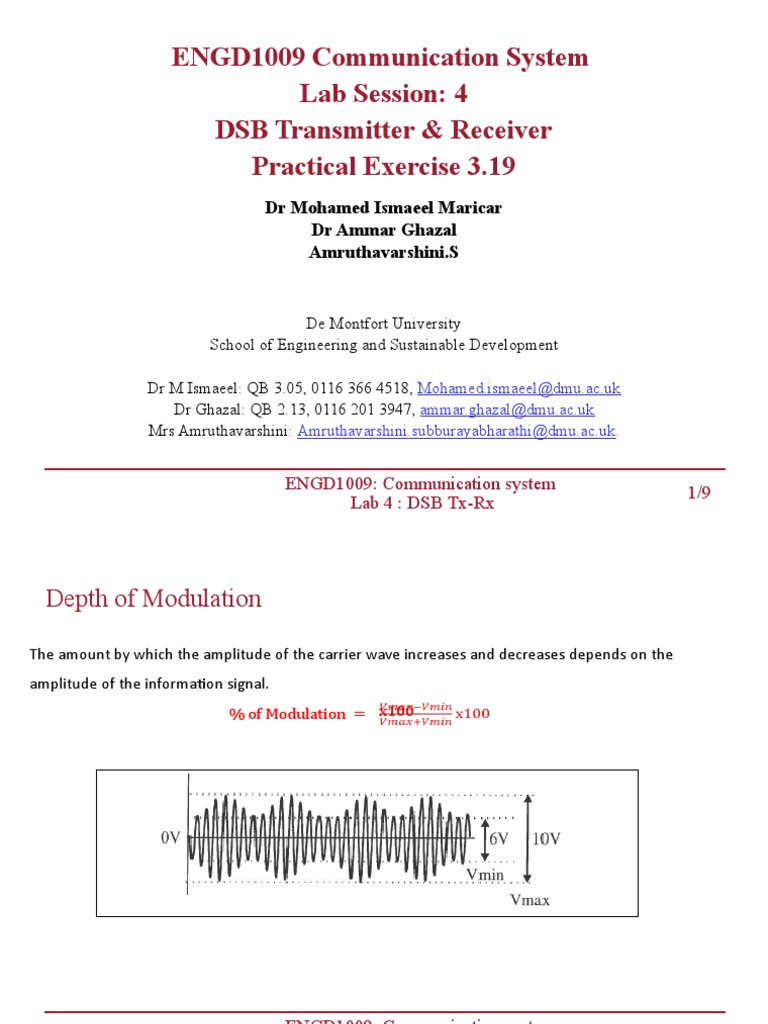 DSB Transmitter and Receiver Lab Guide | PDF | Detector (Radio ...