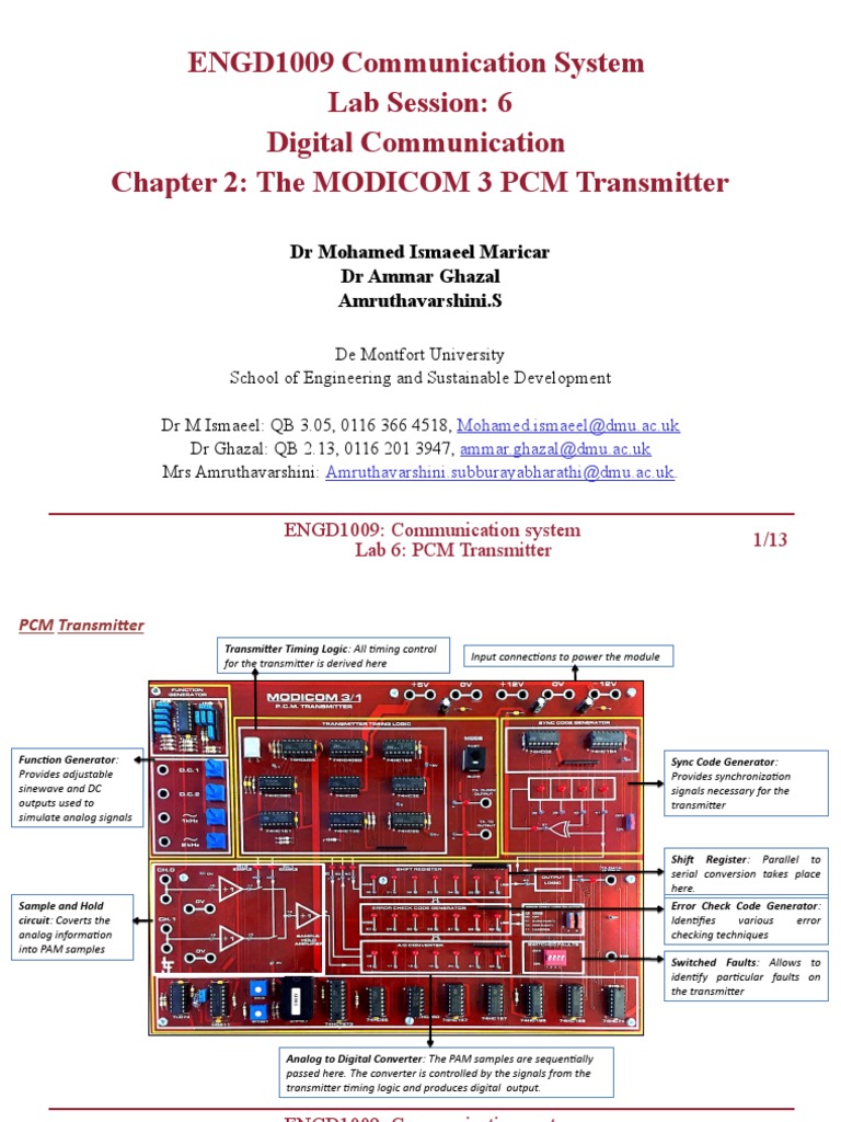 PCM Transmitter Lab Guide ENGD1009 | PDF | Sampling (Signal Processing ...
