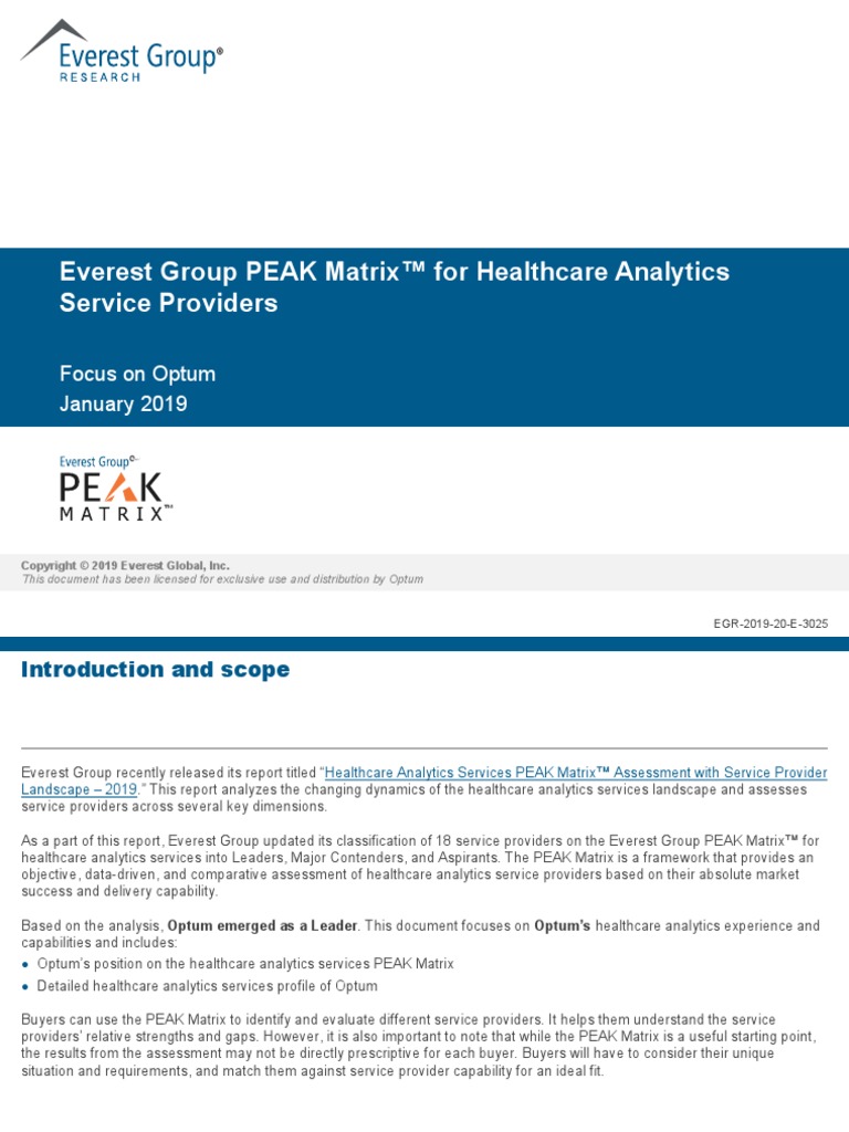 Everest Group Healthcare Analytics Services Providers 2019 PDF