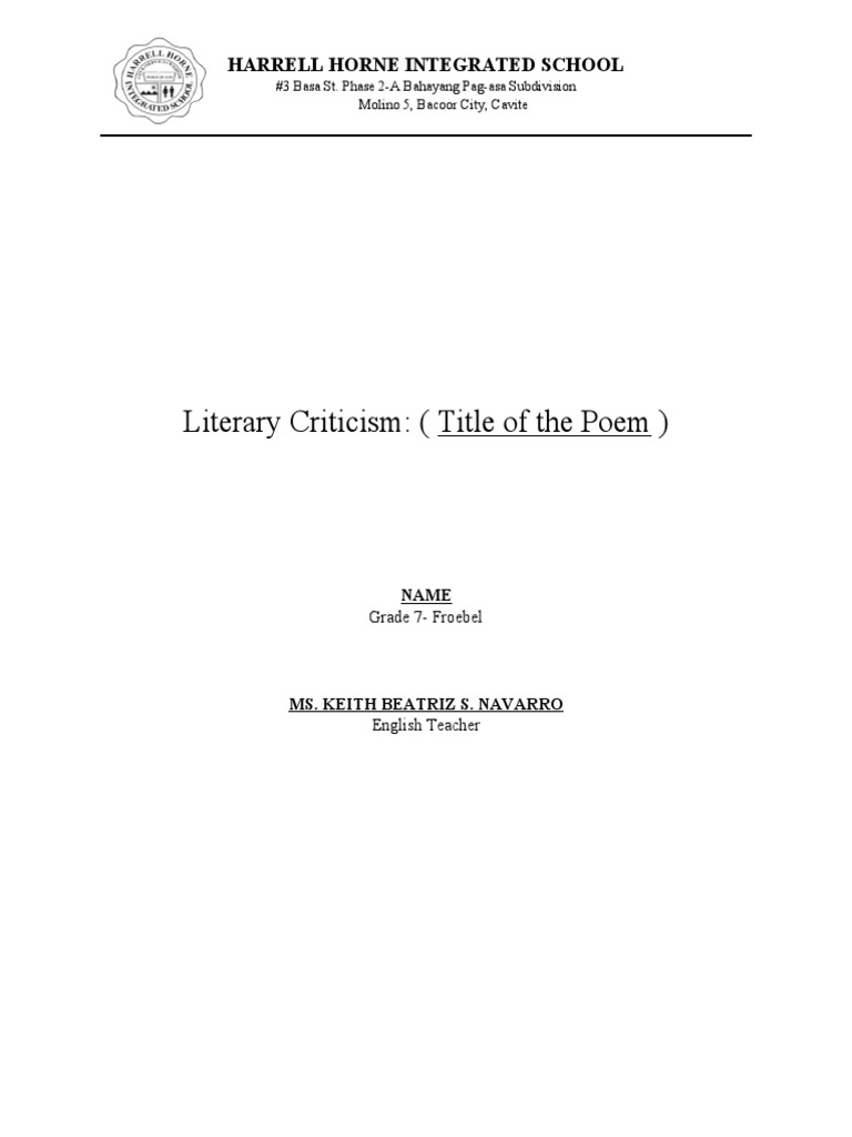 Lit Crit Format | PDF | Poetry