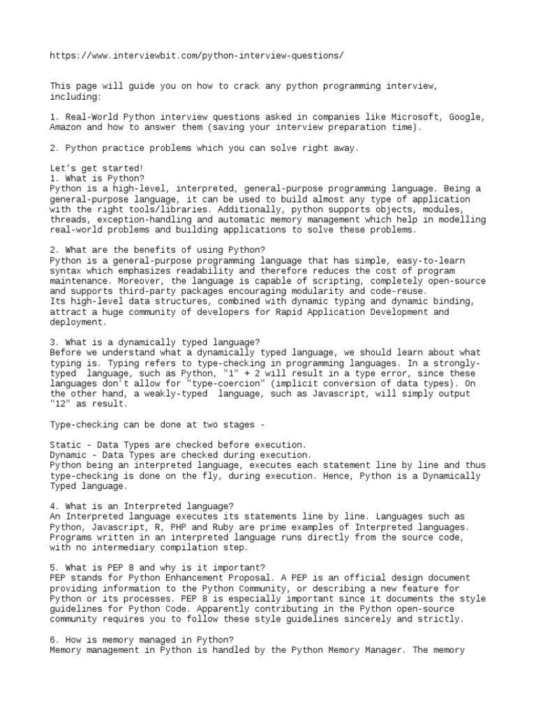 Interview Question Python | PDF | Scope (Computer Science) | Boolean ...