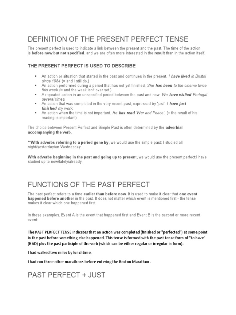 Understanding Perfect Tenses in English | PDF | Grammatical Tense ...