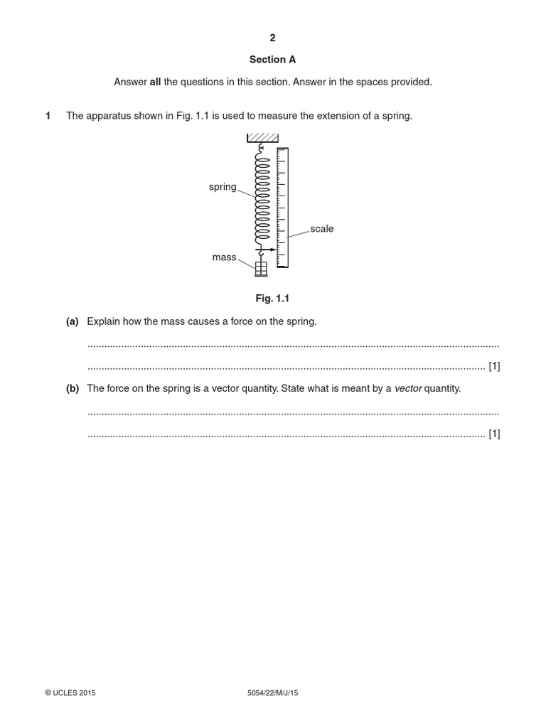 Pages From 5054 - s15 - QP - 22 - Hookes Law | PDF | Force | Mass