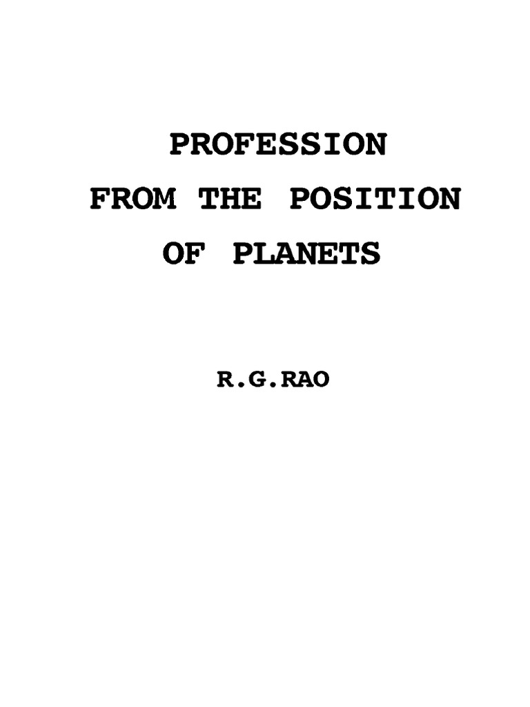 Jyotish - R.G. Rao - Profession From The Position of Planets | PDF ...