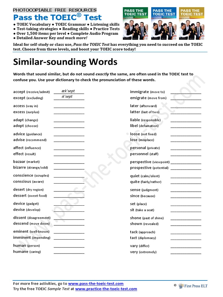 Similar Sounding Words | PDF | Communication | Cognition