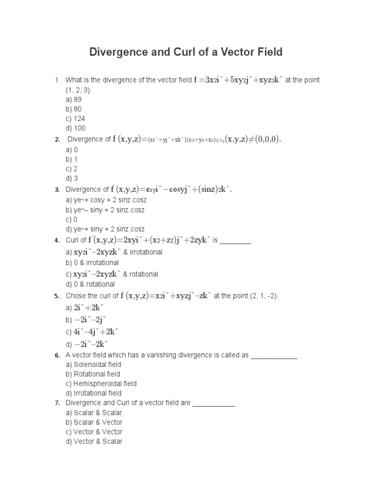 Calculus Iii Divergence Linear Algebra