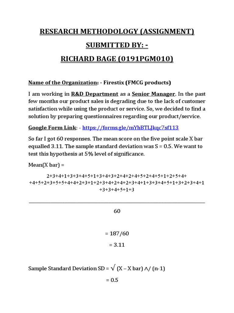 Research Methodology Assignment Dated 04-06-2020 | PDF | Hypothesis