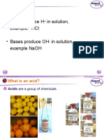Acids Produce H in Solution, Example: HCL - Bases Produce Oh in Solution, Example Naoh