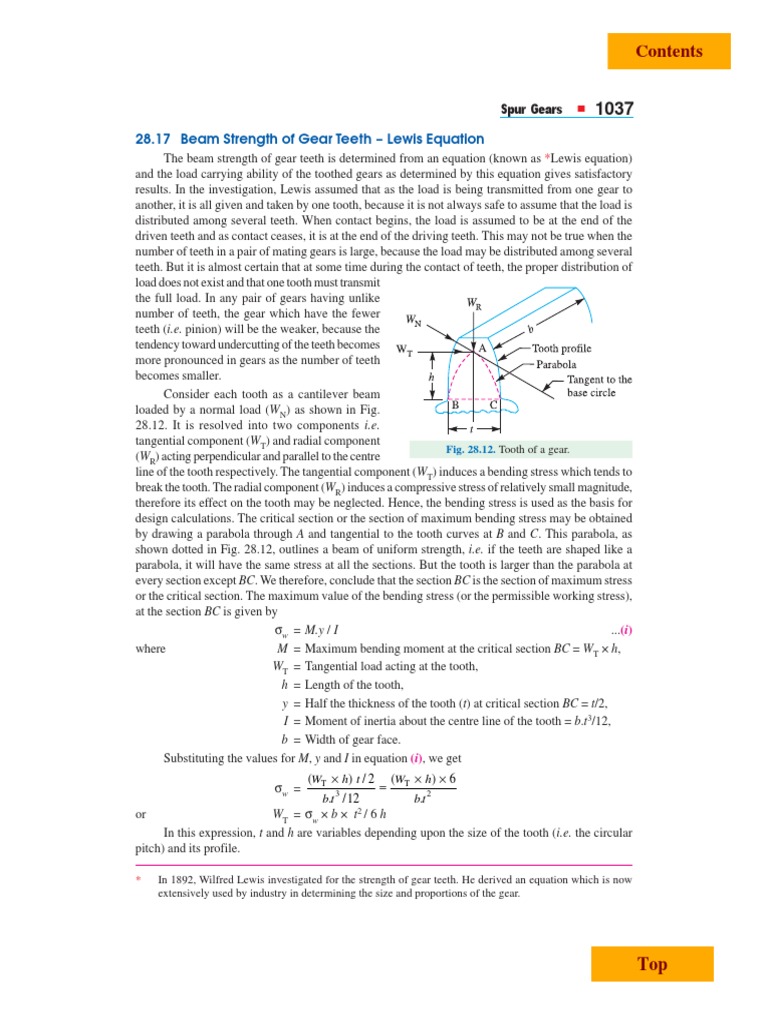 Lecture 2 Spur Gear Design PDF Bending Gear