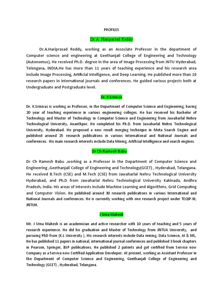 Faculty Profiles in Computer Science | PDF | Academia | Cognition