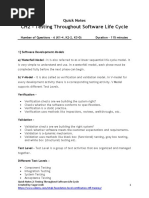 CH2 - Testing Throughout Software Life Cycle: Quick Notes