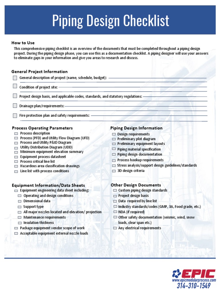 Piping Design Checklist How To Use PDF Specification (Technical Standard) Economic Sectors