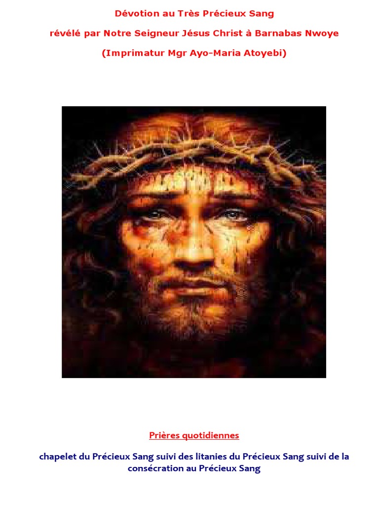Chapelet Du Précieux Sang De Jésus Avec Barnabas Pdf Livret Precieux Sang Barnabas Chapelet Litanie Consecration | PDF | Jésus |  Expérience et comportement religieux