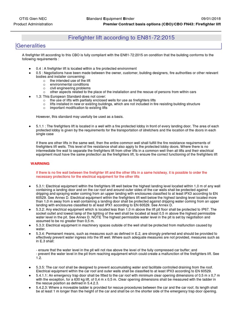 Firefighter Lift Compliance Guide | PDF | Elevator | Firefighter