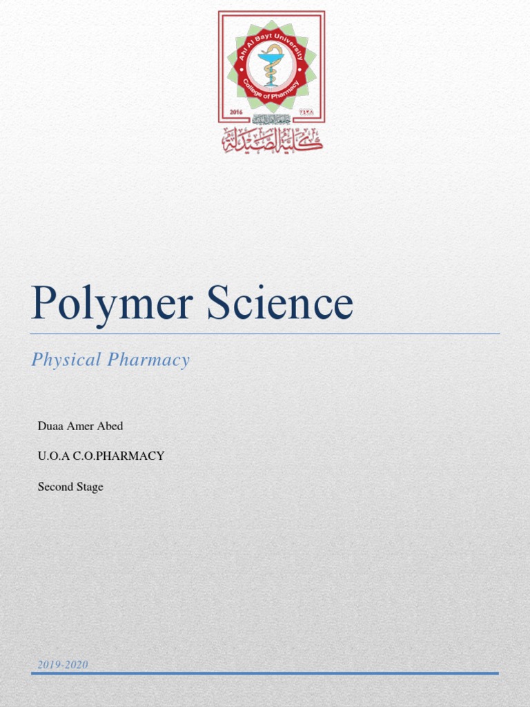 Polymer Science Physical Pharmacy PDF Polymers Tablet (Pharmacy)