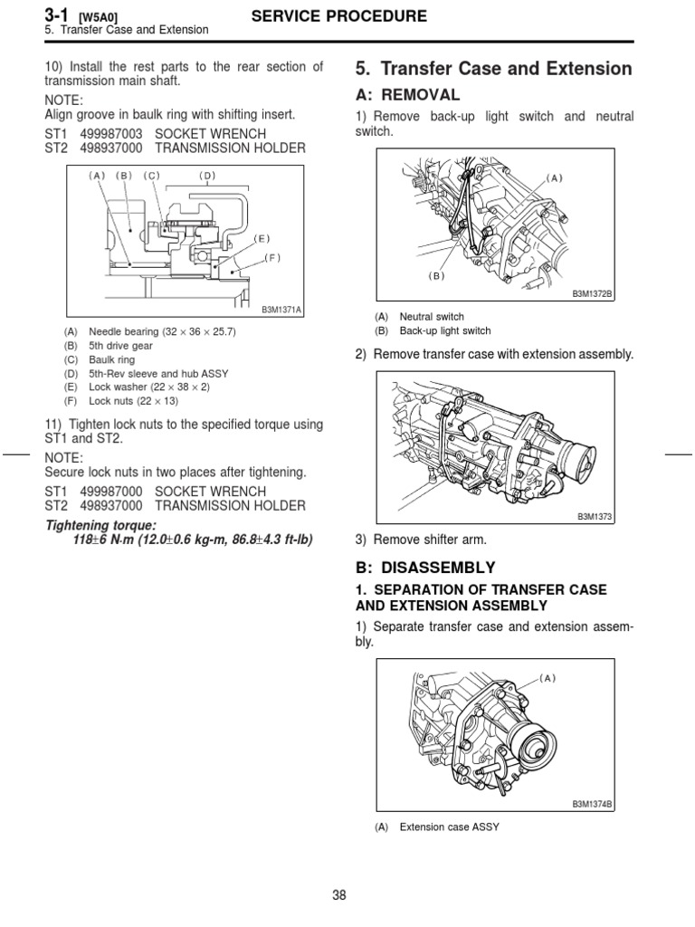 Transfer Case and Extension A Removal PDF Transmission (Mechanics
