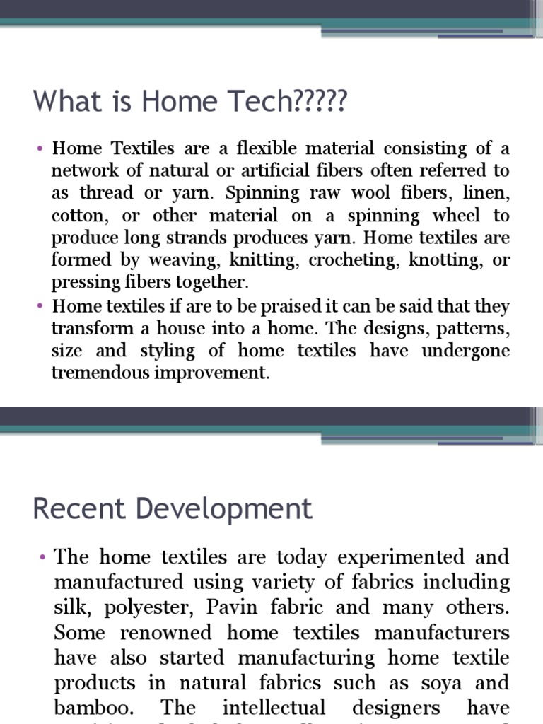 Overview of Home Tech Textiles | PDF | Textiles | Yarn