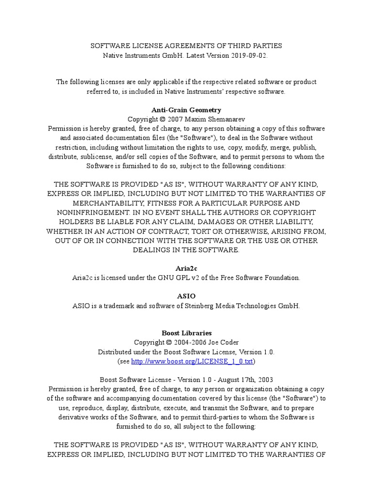 Third Parties Software Licenses | PDF | Copyright | License