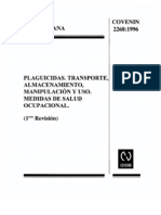 Norma COVENIN 2268-1996. Plaguicidas. Transporte, almacenamiento, Medidas de Salud Ocupacional