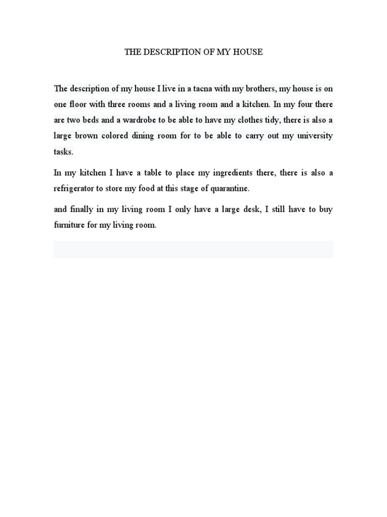 My House Description in Tacna | PDF