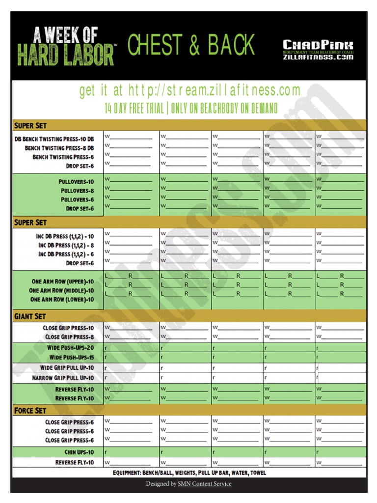 Targeted Home Workout Programs Chest, Back, Legs, Shoulders & Arms