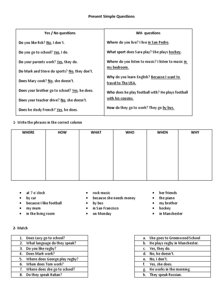 Present Simple Questions | PDF