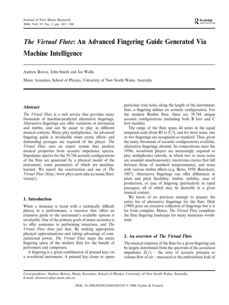 The Virtual Flute: An Advanced Fingering Guide Generated Via Machine ...