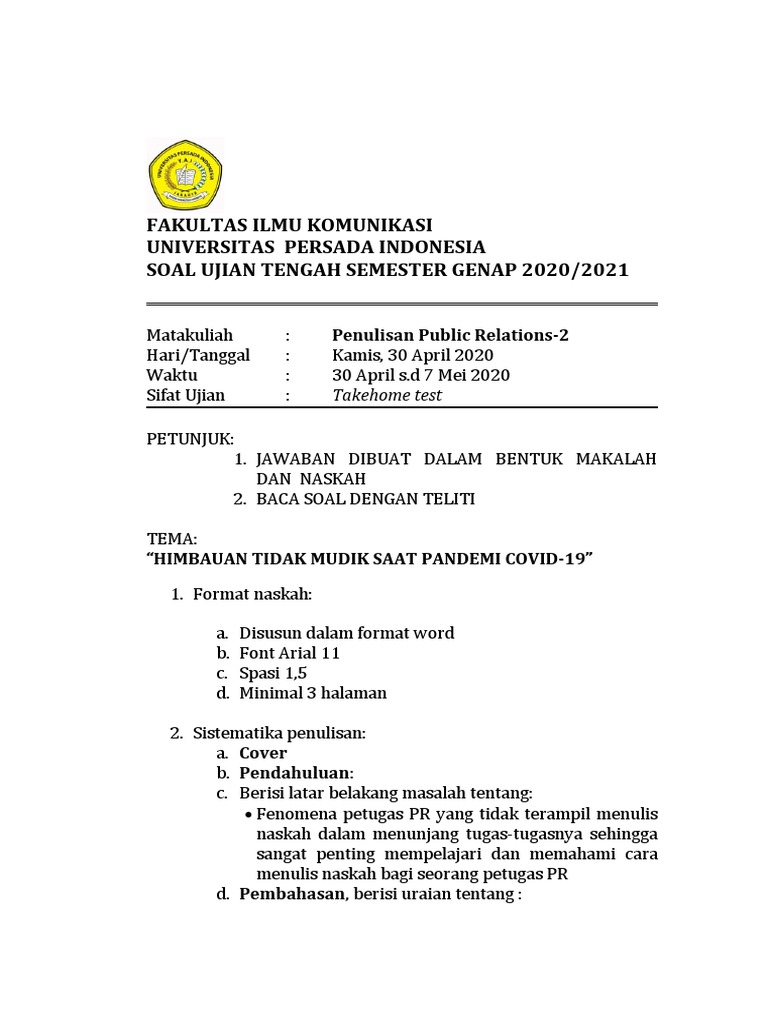 Soal Uts Public Relation