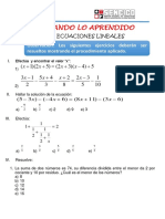 APLICANDO LO APRENDIDO Ecuaciones Lineales PDF